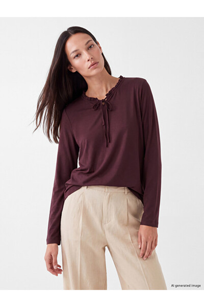LC Waikiki Sparkling Choices Frilly Tie-Up Roba Collar Blouse from Shining Store