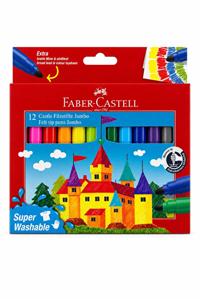 Faber Castell Faber-Castell 12'li Su Bazlı Yıkanabilir Jumbo Keçeli Kalem | C...