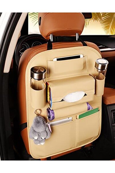 Choice beige 2024 New Car Seat Back Storage Organizer Bag Universal PU Leathe...