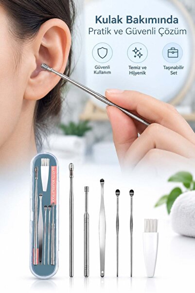 omilife Paslanmaz Çelik Kulak Temizleme Seti Spiral Kulak Kir Temizleme Apara...