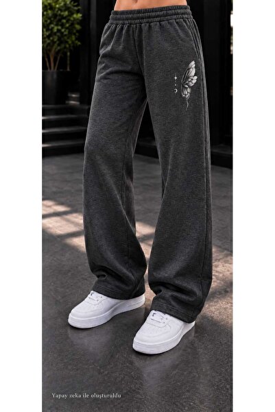 caddekombin بنطلون رياضي نسائي مطبوع عليه شكل فراشة - بنطلون رياضي فضفاض بقصة...