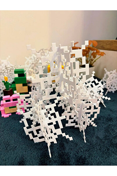 Minecraft Piksel Örümcek Ağı Dekoratif Masaüstü Ve Oda Aksesuarı Beyaz Figür