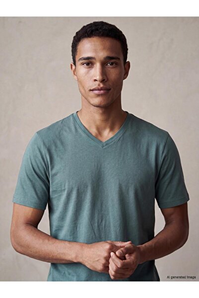 LC Waikiki V-Neck Combed Cotton Men's T-Shirt (S6)