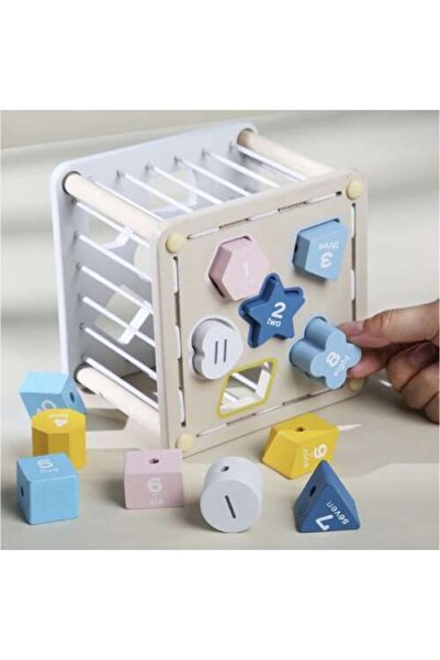 aistoys Cub de sortare flexibil cu forme geometrice și șnururi, pastel, pentr...