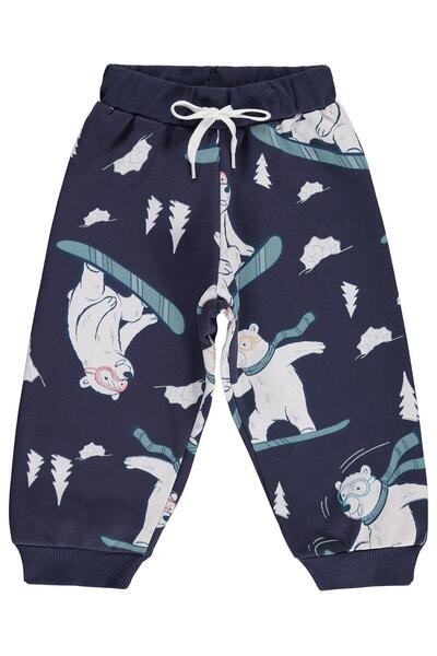 Civil Boys Kayak Bear Printed Sweatpants for 2-5 Years Old - Navy Blue