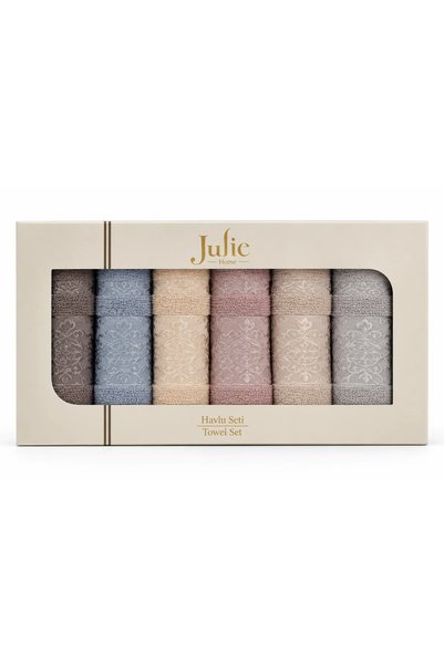 Çeyiz Merkezi Julie Home 6'lı Havlu Seti Kutulu 30x50 DORA
