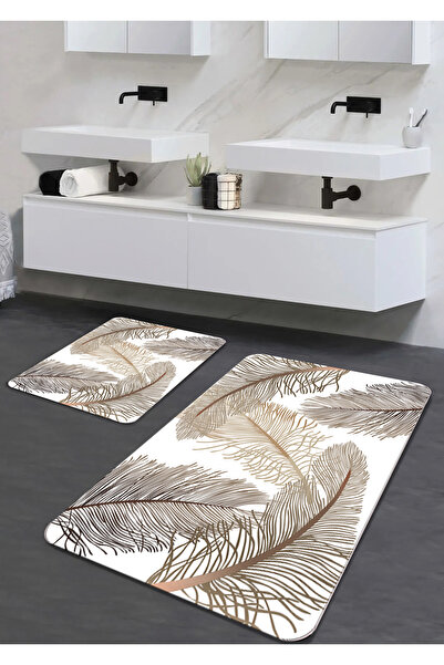 Liva home Luxury Spongy Digital Printed 2-Piece Bathroom Mat Set in 40X60-60X...