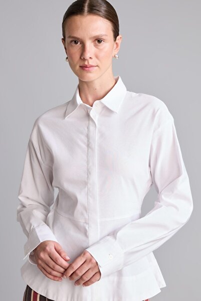 DeFacto Fitted Bengaline Peplum Long Sleeve Shirt I4741Ax26Au