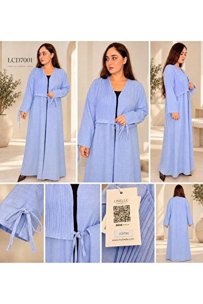 LINELLE Pastel Blue Pleated Crepe Abaya Maxi Dress