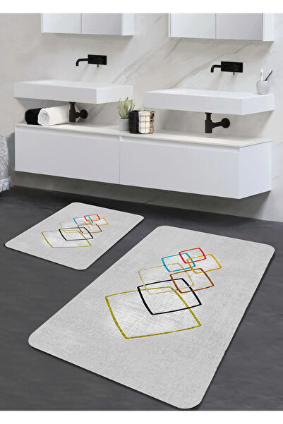 Liva home Luxury Spongy Digital Printed 2-Piece Bathroom Mat Set in 40X60-60X...