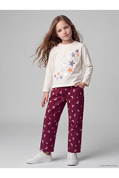 LC Waikiki Sparkling Choices Girls' Fleece-Lined Gabardine Pants from Shining...