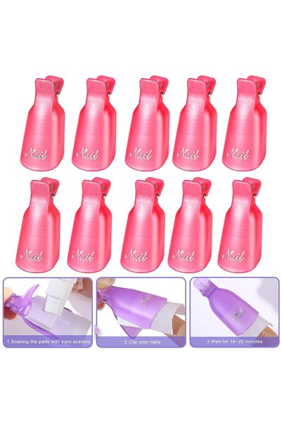 Choice pink 10pcs/bag Nail Acrylic Removal Clip for Remove UV LED Gel Polish ...