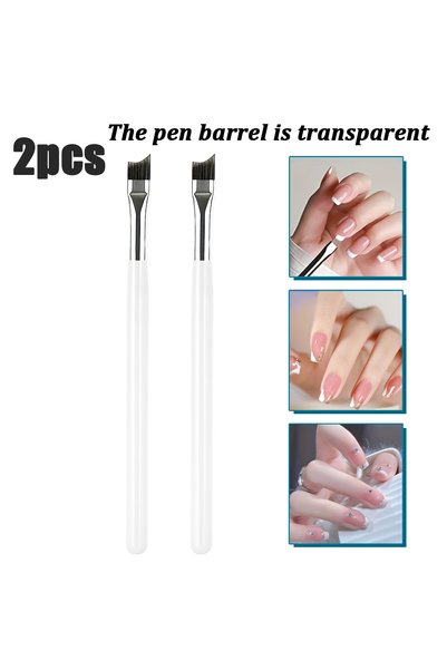Choice 2pcs 1/2/3pcs Half Moon Angled French Tip Nail Brush Set, Gel Polish G...