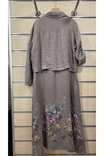 Park Moda İtalyan Keten Elbise 2'li Ceketli Takım
