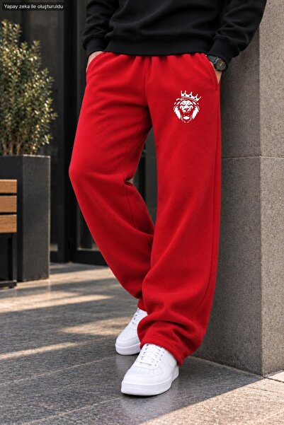 caddekombin Men's King Lion Figure Printed Casual Sweatpants - Loose Fit Comf...