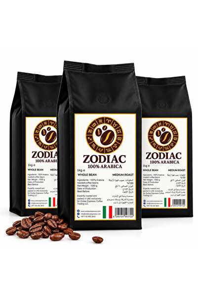 Zodiac Coffee beans 3kg - 100% Arabica Whole Bean, Medium Roast, Italian Roasted Espresso Beans