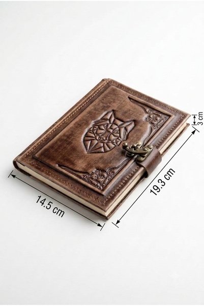 OZ CRAFT NOTE Hakiki Deri El Yapımı Defter – Kurt Motifli