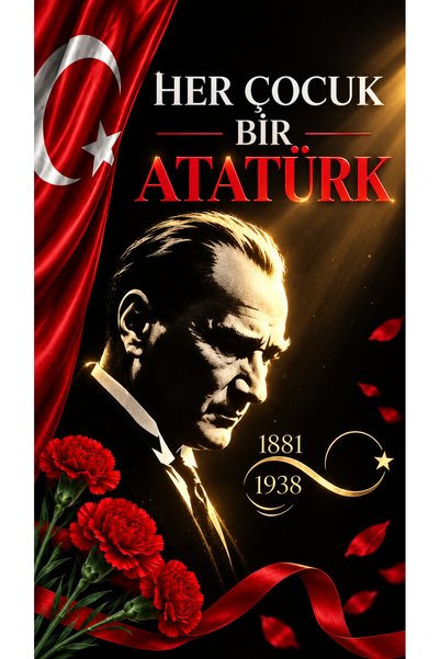 PROMISEBACKDROP2 250x200 cm Ek Dikişli, 10 Kasım, Her Çocuk Bir Atatürk, Okul...