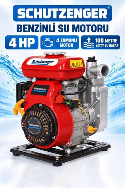 SCHUTZENGER 1.5 HP BENZİNLİ SU POMPASI 4Hp 4 ZAMANLI MOTOR 10 MT DİKEY SU ATA...