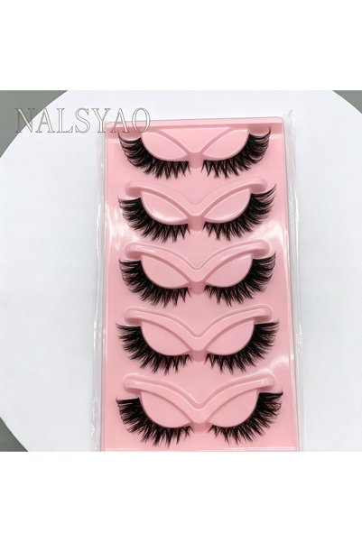 Choice 0.10mm A03-5 Pairs 5 Pairs Cat Eye Lashes Faux Mink Eyelashes Natural ...