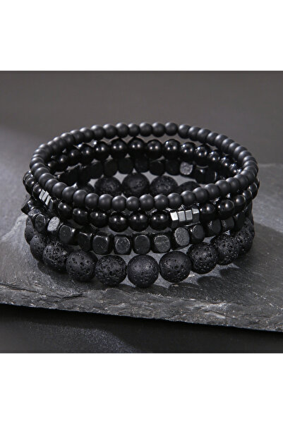 Choice 4 Pcs Set A 4Pcs/Set Black Gall Stone Volcanic Stone Wood Beads Multi-...