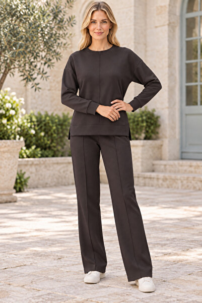 AQE FASHION Γυναικείο σετ δύο τεμαχίων με στρογγυλή λαιμόκοψη, μακρύ μανίκι, ...