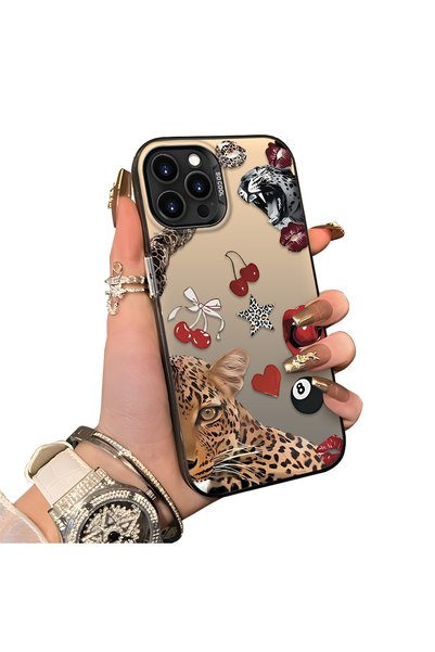 CHICASELUX iPhone 15 Pro Max Compatible Leopard Pattern Cheetah Red Lip Cherr...