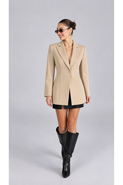My Blog Stone Single Button Waist-Slit Blazer Jacket - 2Y9684