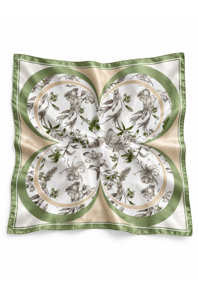 Retrobird Satensi Square Shawl Women's Green - Cream
