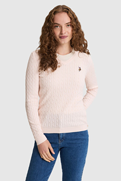 U.S. Polo Assn. Women's Powder Pink Basic Sweater 50327575-Vr050