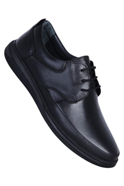 Baloğlu 1092 Black Rubber 100% Leather Men's Casual Shoes