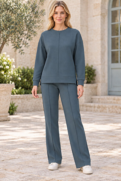 AQE FASHION Γυναικείο Σετ με Στρογγυλή Λαιμόκοψη, Μακρυμάνικο, Υφαντό με Λεπτ...