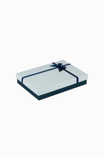 Meidi Packing Meidi Jewelry Box Normal Paper, 13x18x3.5 cm - White / Navy Blu...