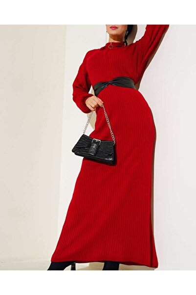 Modamorfo 15900 Hijab Knitwear Dress - Red