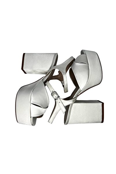ESMERALDA'S LEGGINGS Off-White Satin 10 cm Bridal Shoes