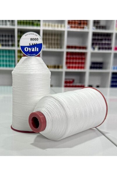 OYALI Dantel İpliği 200gr 6 kat Suni İpek - Renk No: 8000 Parlak (Tek Makara ...
