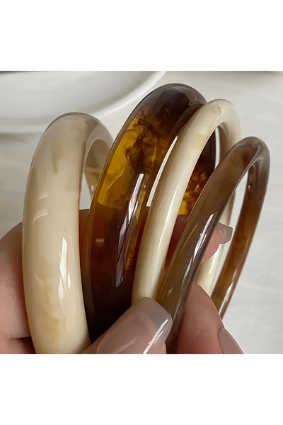 Choice AYA2 4 Pcs New Vintage Resin Acrylic Bangle Set for Women Simple Korea...