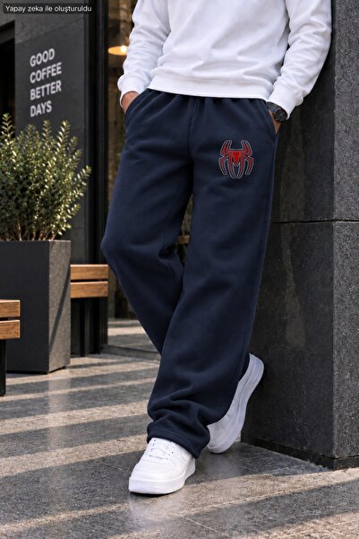 caddekombin Men's Spider Print Sweatpants - Loose Fit Comfortable Cut Two-Thr...
