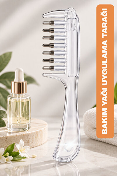 BEYZANA Serum Hazneli Saç Dibi Bakım Tarağı Metal Uçlu Saç Derisi Yağ ve Seru...