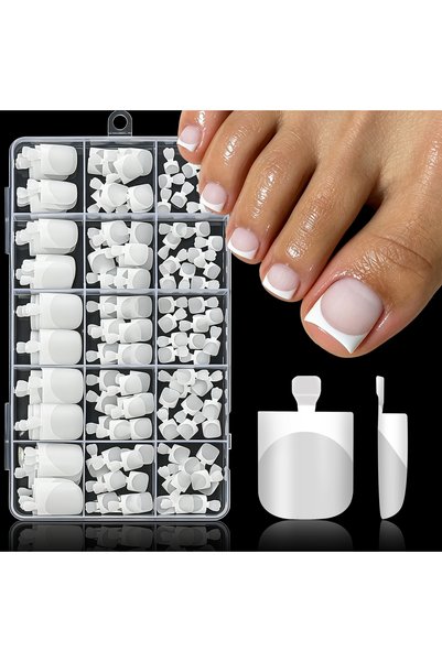 Choice 7 150Pcs Half Transparent Mate French Fake Toenails Short Square White...