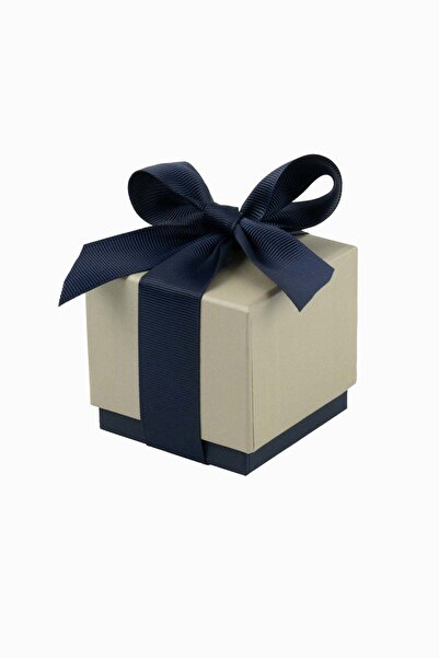 Meidi Packing Meidi Jewelry Box Ribon Down R.D, 7x7x7 cm - Cream / Navy Blue ...