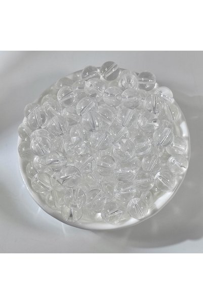 Choice transparent white 100PCS 8mm Clear Ice Jelly Glass Round Beads, Multic...