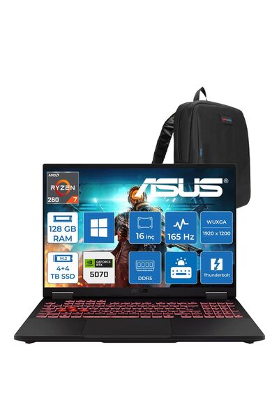 ASUS Tuf Gaming A16 FA608UP Amd Ryzen 7 260 128GB 8TB SSD RTX5070 16" Dos WRV...