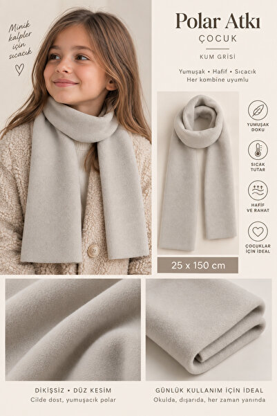 arslan deco Sand Gray Children's Fleece Scarf