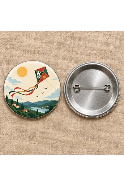 Fikart Göğe Açılan Uçurtma Filistin Temalı 58 mm İğneli Metal Buton Rozet