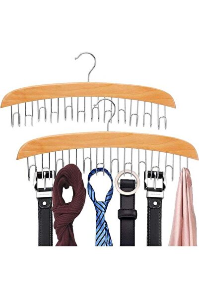 Arabest Wooden Belt Hanger with 12 Hooks,2 Pack,360 Degree Swivel Closet Orga...