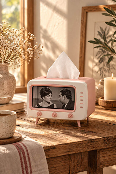 House Bird Retro TV Tasarımlı Telefon Tutucu ve Peçetelik Modern Dekoratif Pe...