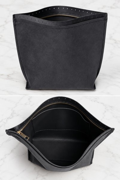 BD fold yarn Leather Bag Lining with Base Black 35*25 cm Bag Making Material