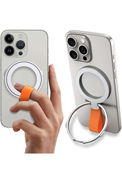 Arabest Magnetic Phone Grip with Silicone Loop Strap,Wireless Charging Compat...