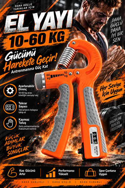 Impress Adjustable Hand Spring 10-60 kg with Counter, Hand Grip Strengthener ...